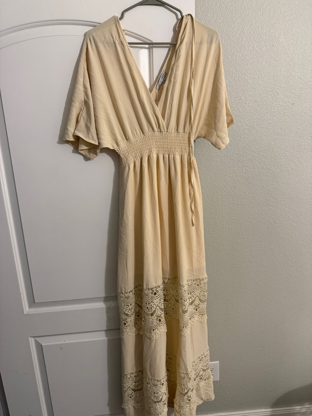 Baltic Born Cream Maxi Dress with Lace Panels